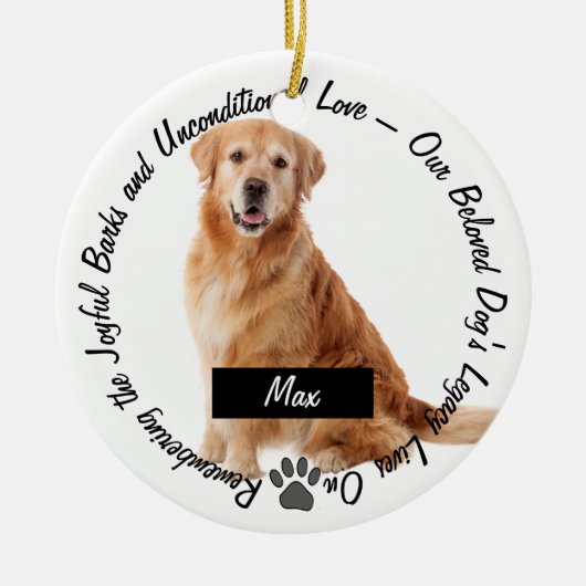 Pet Memorial Legacy leeft op Keepsake Dog Foto Keramisch Ornament (Voorkant)