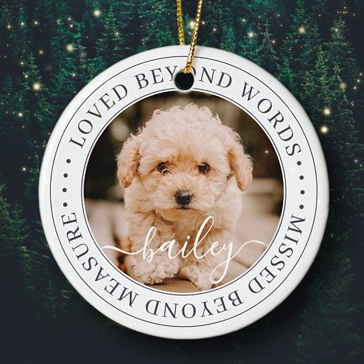 Pet Memorial Loved Beyond Wordant Elegant Chic Pho Keramisch Ornament