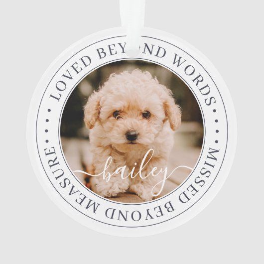 Pet Memorial Loved Beyond Wordant Elegant Chic Pho Ornament (achterkant)
