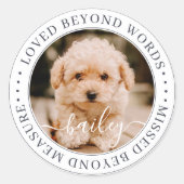 Pet Memorial Loved Beyond Wordant Elegant Chic Pho Ronde Sticker (Voorkant)
