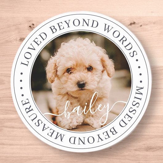Pet Memorial Loved Beyond Wordant Elegant Chic Pho Ronde Sticker