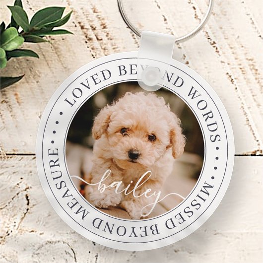 Pet Memorial Loved Beyond Wordant Elegant Chic Pho Sleutelhanger