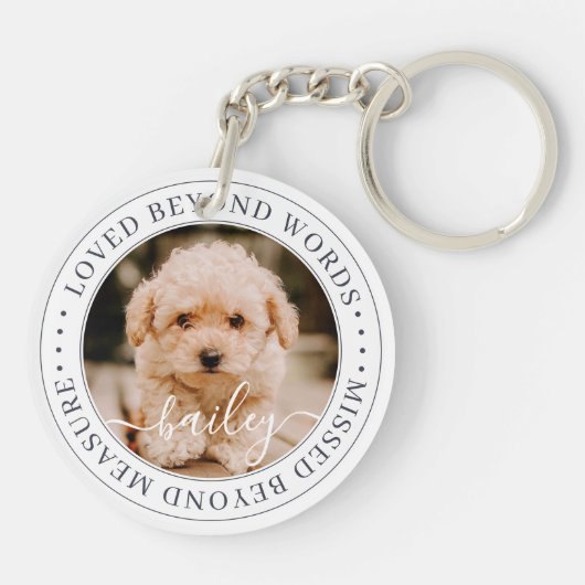 Pet Memorial Loved Beyond Wordant Elegant Chic Pho Sleutelhanger (Achterkant)