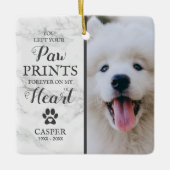 Pet Memorial Marble Fotokerstversiering Keramisch Ornament (Voorkant)