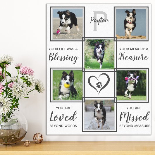 Pet Memorial Marmer 6 Dog Foto Collage Canvas Afdruk