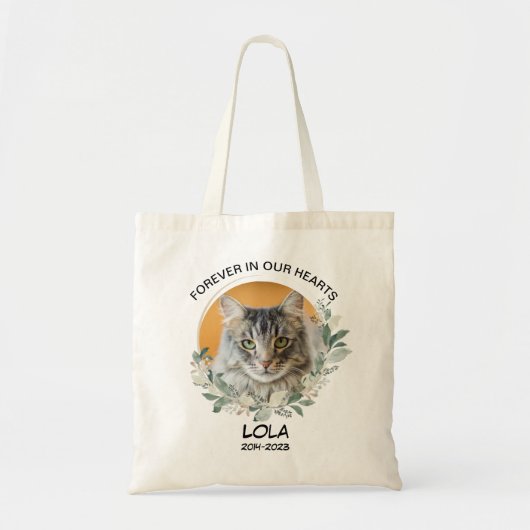 Pet Memorial met datums Aangepast fotoverlies Kat Tote Bag (Voorkant)