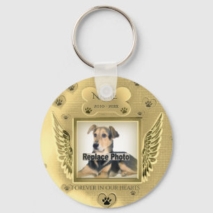 Pet Memorial met Gold Angel Wings Sleutelhanger