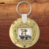 Pet Memorial met Gold Angel Wings Sleutelhanger (Voorkant)