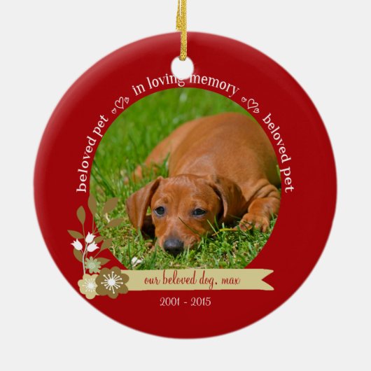 Pet Memorial met kerstfoto-naam Keramisch Ornament (Achterkant)