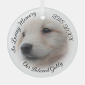 Pet Memorial met Soft White Photo Vignette Glas Ornament (Voorkant)