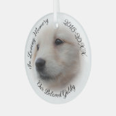 Pet Memorial met Soft White Photo Vignette Glas Ornament (Voorkant links)