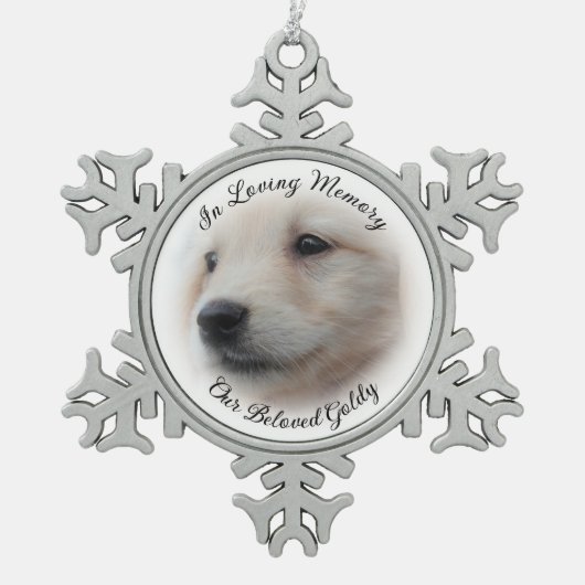 Pet Memorial met Soft White Photo Vignette Tin Sneeuwvlok Ornament (Voorkant)