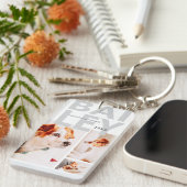 Pet Memorial Modern Eenvoudige Drie Foto Collage Sleutelhanger (Voorkant Rechts)