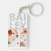 Pet Memorial Modern Eenvoudige Drie Foto Collage Sleutelhanger (achterkant)