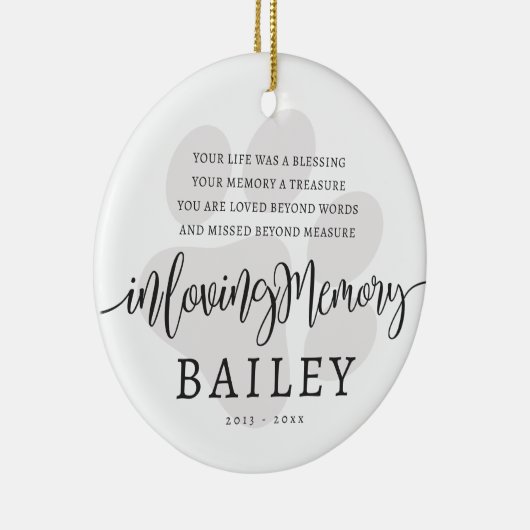 Pet Memorial Modern Elegant Eenvoudig Chique Paw Keramisch Ornament (Rechts)