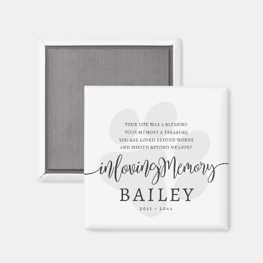 Pet Memorial Modern Elegant Eenvoudig Chique Paw Magneet (Voorkant / Achterkant)