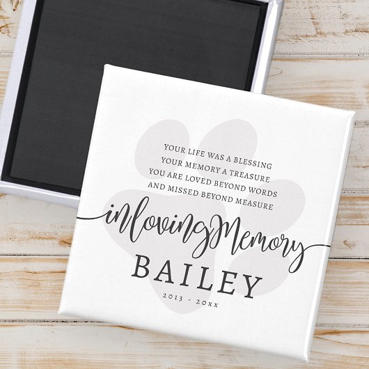 Pet Memorial Modern Elegant Eenvoudig Chique Paw Magneet
