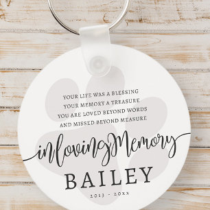 Pet Memorial Modern Elegant Eenvoudig Chique Paw Sleutelhanger