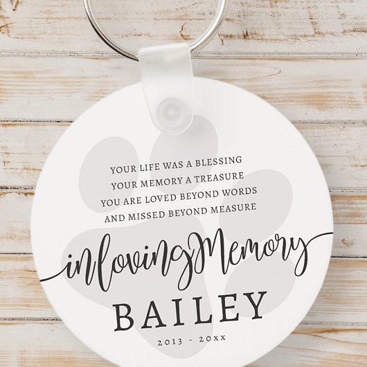 Pet Memorial Modern Elegant Eenvoudig Chique Paw Sleutelhanger