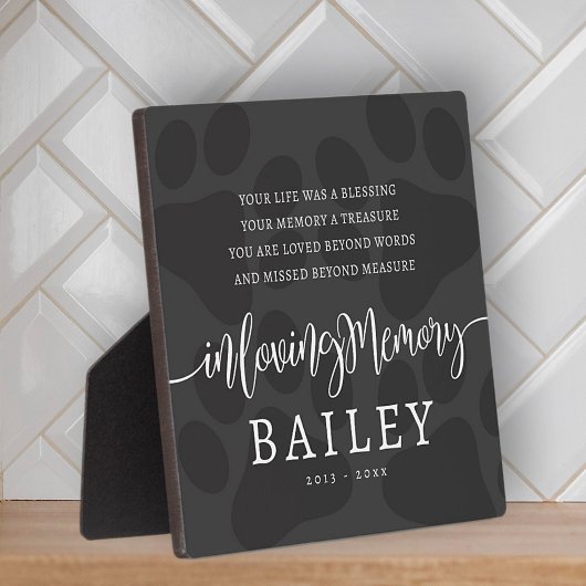 Pet Memorial Modern Elegant Eenvoudige Chique Paws Fotoplaat