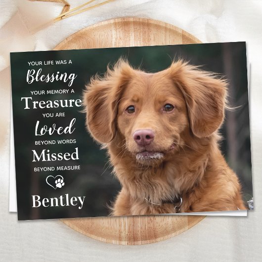 Pet Memorial Modern Personalize Dog Fotosympathie Bedankkaart