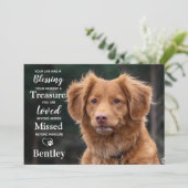 Pet Memorial Modern Personalize Dog Fotosympathie Bedankkaart (Staand voorkant)