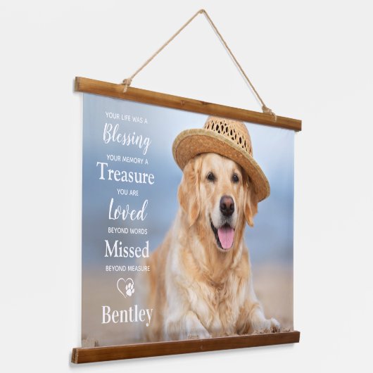 Pet Memorial Modern Personalized Dog Foto Hangend Wandkleed (Gebogen)