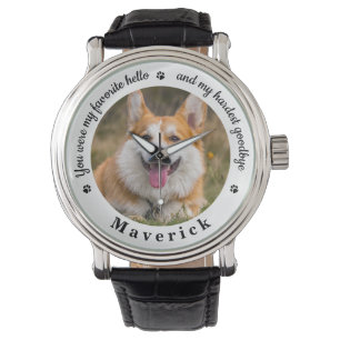 Pet Memorial Modern Photo Custom Dog Horloge