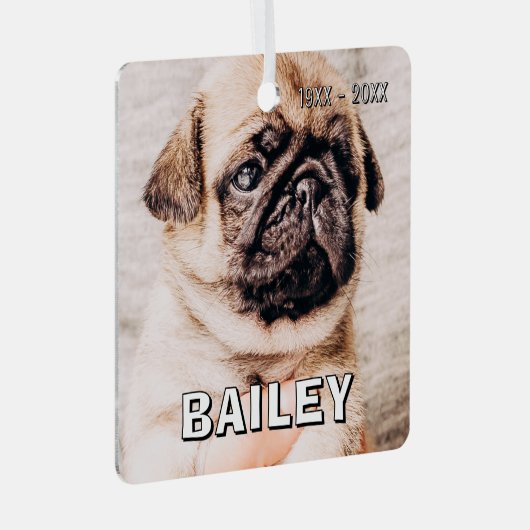 Pet Memorial Modern Simple Custom Photo Metalen Ornament (Voorkant Rechts)