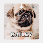 Pet Memorial Modern Simple Custom Photo Metalen Ornament (Achterkant)