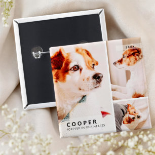 Pet Memorial Moderne eenvoudige geometrische fotoc Vierkante Button 5,1 Cm