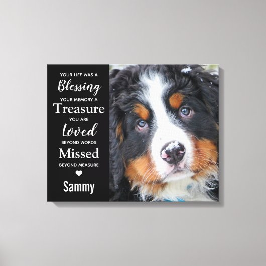 Pet Memorial Moderne Herdenking Hond Foto Canvas Afdruk (Voorkant)