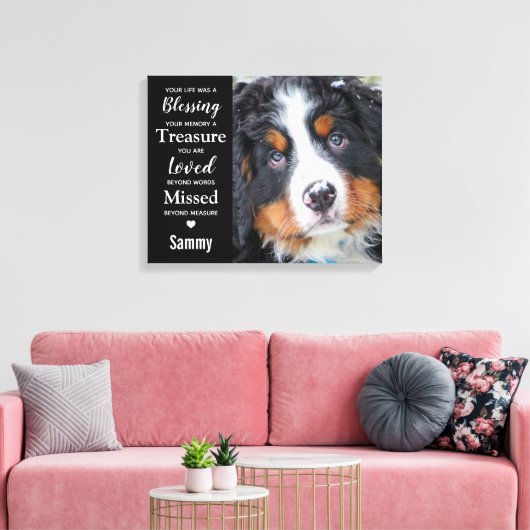 Pet Memorial Moderne Herdenking Hond Foto Canvas Afdruk (Insitu (Woonkamer))