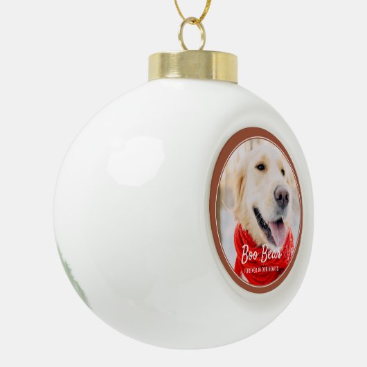 Pet Memorial Moderne Lijsten Eenvoudige foto Keramische Bal Ornament (Links)