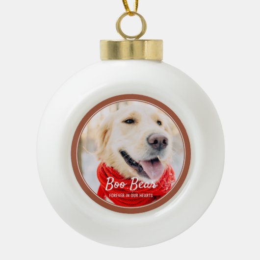 Pet Memorial Moderne Lijsten Eenvoudige foto Keramische Bal Ornament (Voorkant)