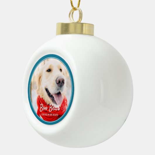 Pet Memorial Moderne Lijsten Eenvoudige foto Keramische Bal Ornament (Rechts)