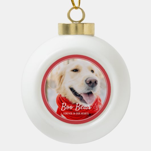 Pet Memorial Moderne Lijsten Eenvoudige foto Keramische Bal Ornament (Voorkant)