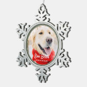 Pet Memorial Moderne Lijsten Eenvoudige foto Tin Sneeuwvlok Ornament (Rechts)