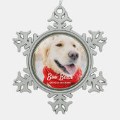 Pet Memorial Moderne Lijsten Eenvoudige foto Tin Sneeuwvlok Ornament (Voorkant)