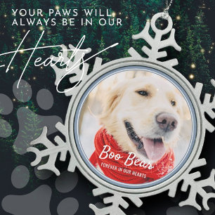 Pet Memorial Moderne Lijsten Eenvoudige foto Tin Sneeuwvlok Ornament