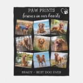Pet Memorial Paw Drukt Custom Dog Photo Collage af Fleece Deken (Voorkant)