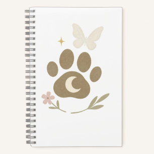 Pet Memorial Paw met Maan & Vlinder – Sympathie Notitieboek