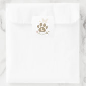 Pet Memorial Paw met Maan & Vlinder – Sympathie Vierkante Sticker (Tas)