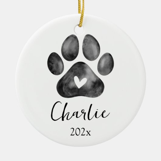 Pet Memorial Paw Print Foto Ornament (Voorkant)