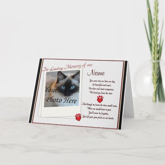 Pet Memorial Paw Prints Aankondiging - Dog Cat (Voorkant)