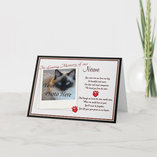 Pet Memorial Paw Prints Aankondiging - Dog Cat (Voorkant)