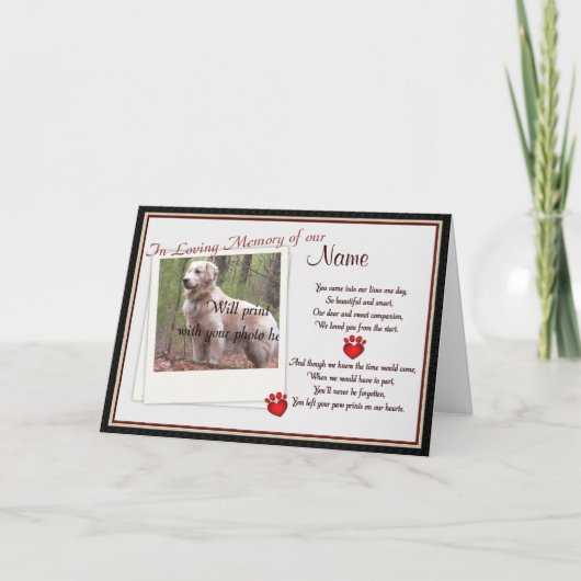 Pet Memorial Paw Prints Aankondiging - Dog Cat (Voorkant)