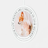 Pet Memorial Paw Prints Hoorzitting foto van elega Metalen Ornament (Voorkant links)