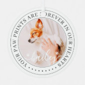 Pet Memorial Paw Prints Hoorzitting foto van elega Metalen Ornament (Voorkant)
