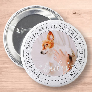 Pet Memorial Paw Prints Hoorzitting foto van elega Ronde Button 5,7 Cm
